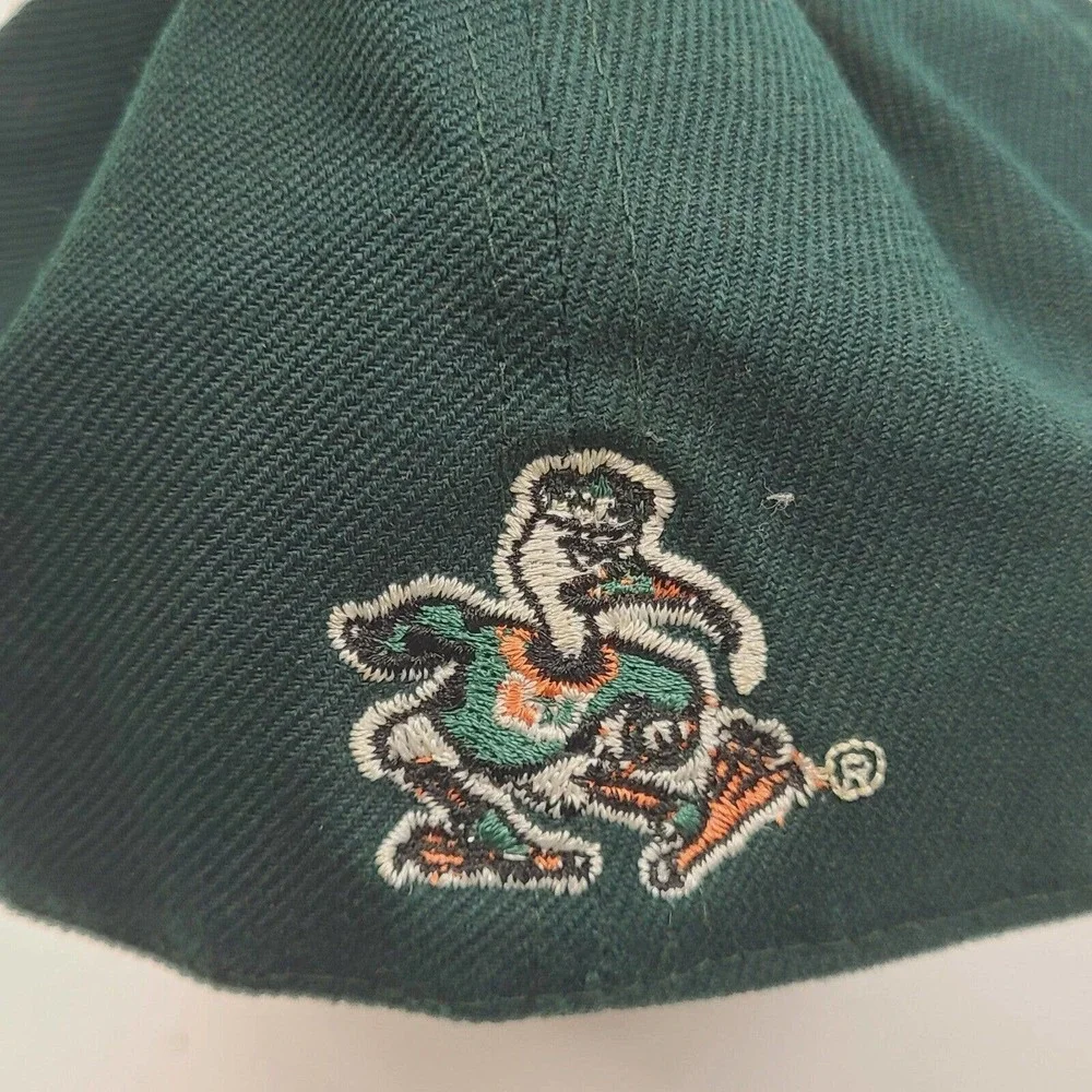 Miami Hurricanes Hat Size 6 7/8 NCAA Green Fitted Hat‎ Cap Just Sports Canes